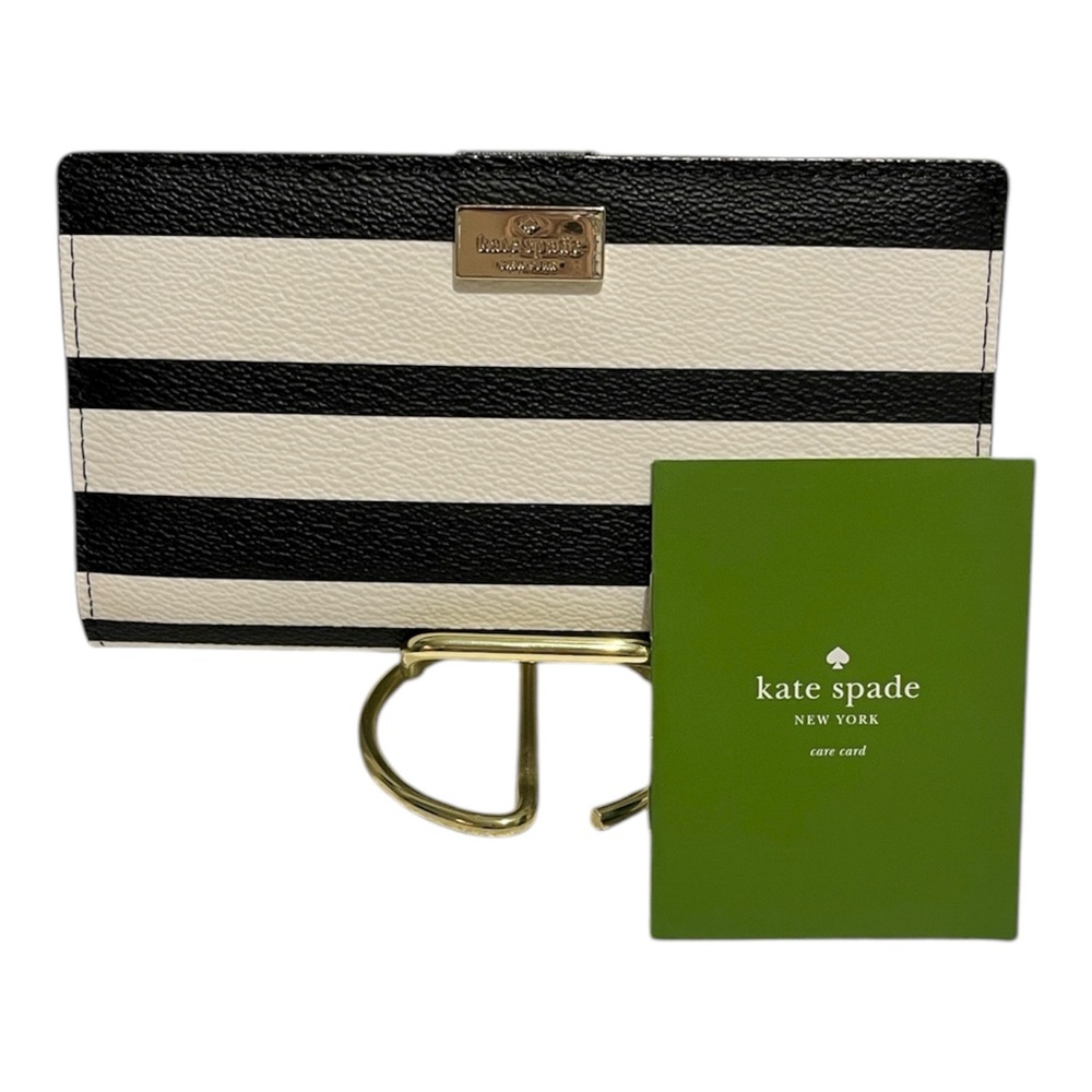 NWT Kate Spade Women’s Black and White Striped Wallet